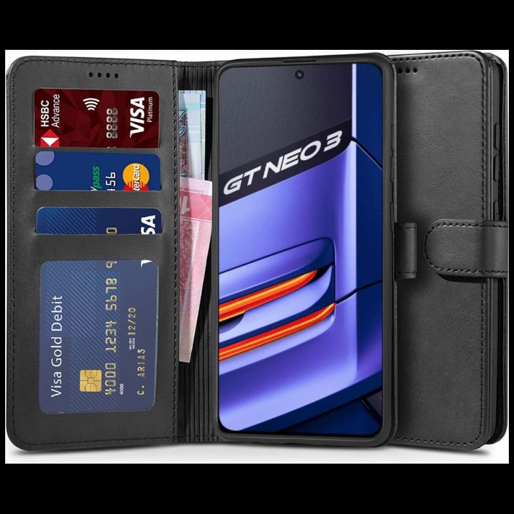 Case Tech-Protect Wallet Realme GT Neo 3 Schwarz