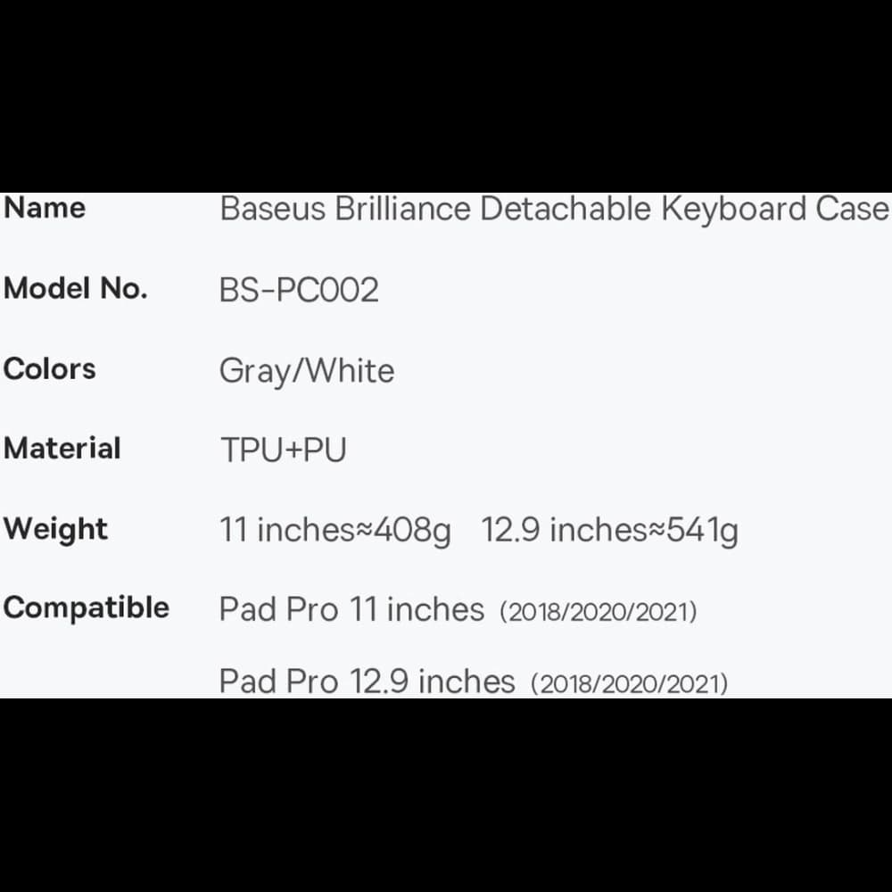 Billentyűzetes tok Baseus Brilliance Apple iPad Pro 11 2018/2020/2021 (1., 2. és 3. generáció) fekete - 28