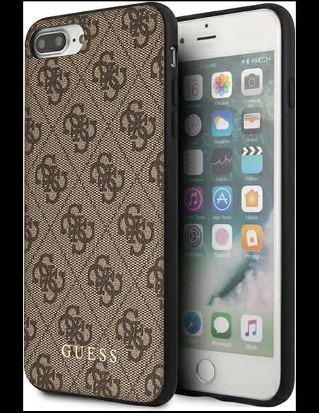 Etui Guess GUHCI8LG4GFBR Apple iPhone 8/7 Plus hnědé/brown tvrdé pouzdro 4G Metal Gold Logo