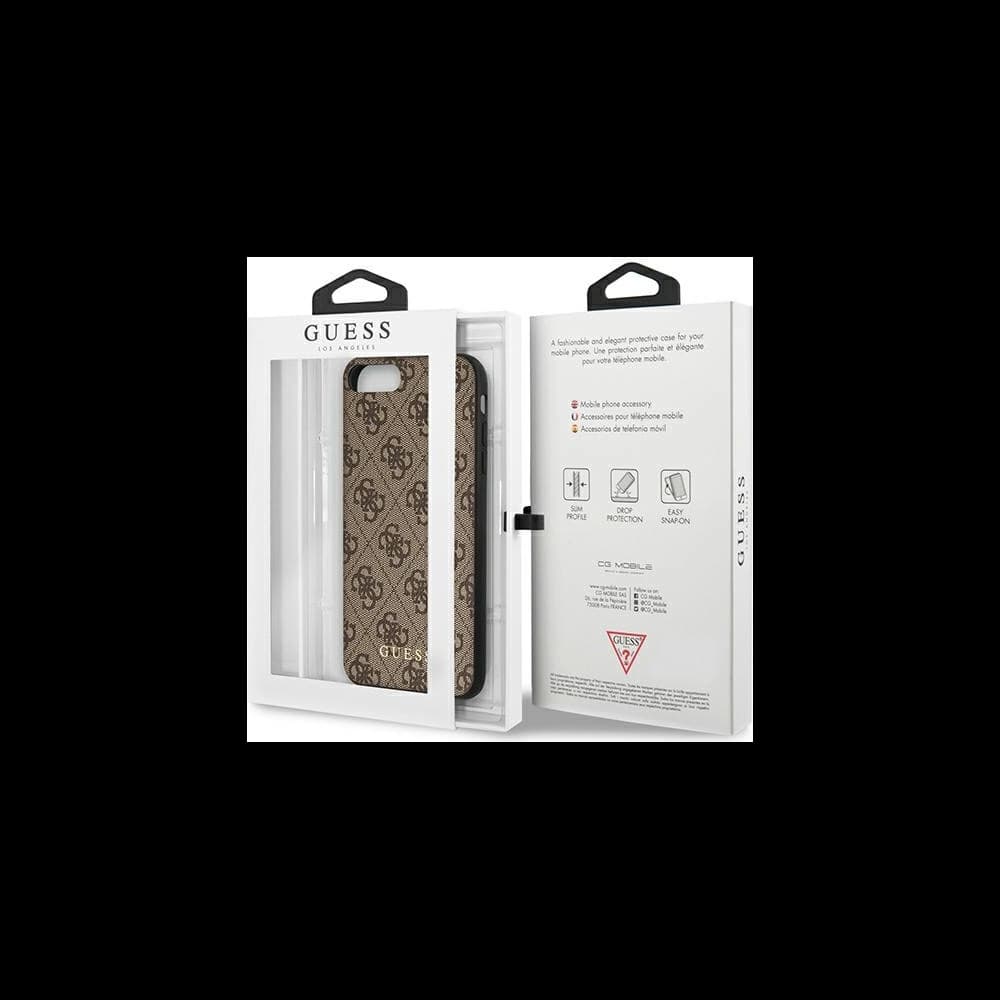 Etui Guess GUHCI8LG4GFBR Apple iPhone 8/7 Plus hnědé/brown tvrdé pouzdro 4G Metal Gold Logo - 7
