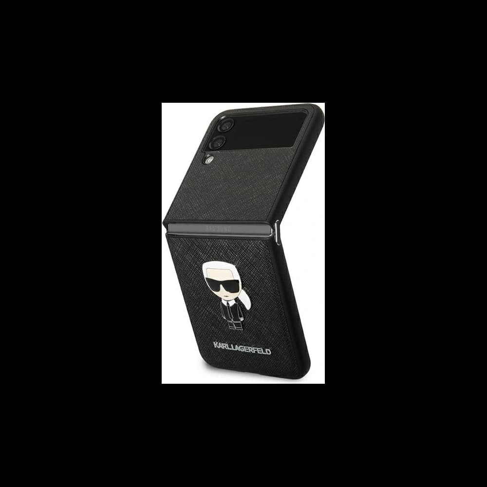 Etui Karl Lagerfeld KLHCZF4IKMSBK Samsung Galaxy Z Flip 4 negru/black book Saffiano Ikonik Metal - 2