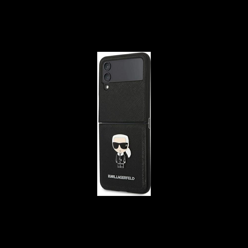 Etui Karl Lagerfeld KLHCZF4IKMSBK Samsung Galaxy Z Flip 4 negru/black book Saffiano Ikonik Metal - 3