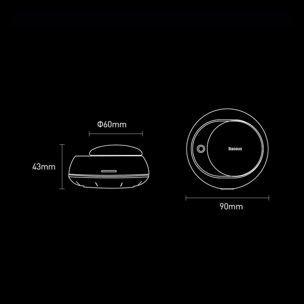 Auto osvěžovač vzduchu Baseus + 2 náplně (Frezia + Bazalka s mandarinkou) + černý USB-C kabel 1m - 22