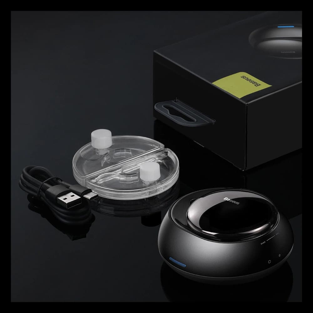 Auto osvěžovač vzduchu Baseus + 2 náplně (Frezia + Bazalka s mandarinkou) + černý USB-C kabel 1m - 24