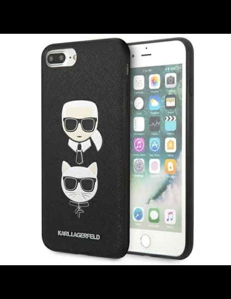 Etui Karl Lagerfeld KLHCI8LSAKICKCBK Apple iPhone 8/7 Plus černý/black hardcase Saffiano Ikonik Karl&Choupette Head