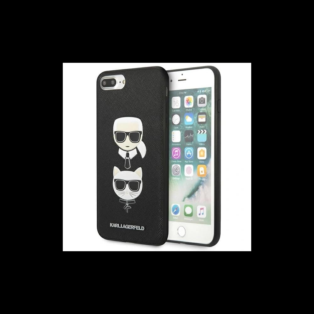 Etui Karl Lagerfeld KLHCI8LSAKICKCBK Apple iPhone 8/7 Plus černý/black hardcase Saffiano Ikonik Karl&Choupette Head
