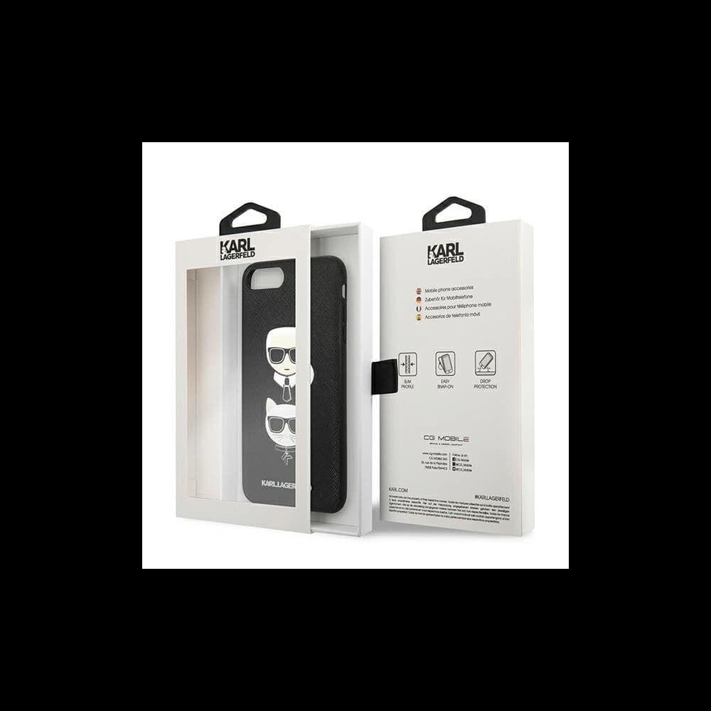 Etui Karl Lagerfeld KLHCI8LSAKICKCBK Apple iPhone 8/7 Plus černý/black hardcase Saffiano Ikonik Karl&Choupette Head - 8