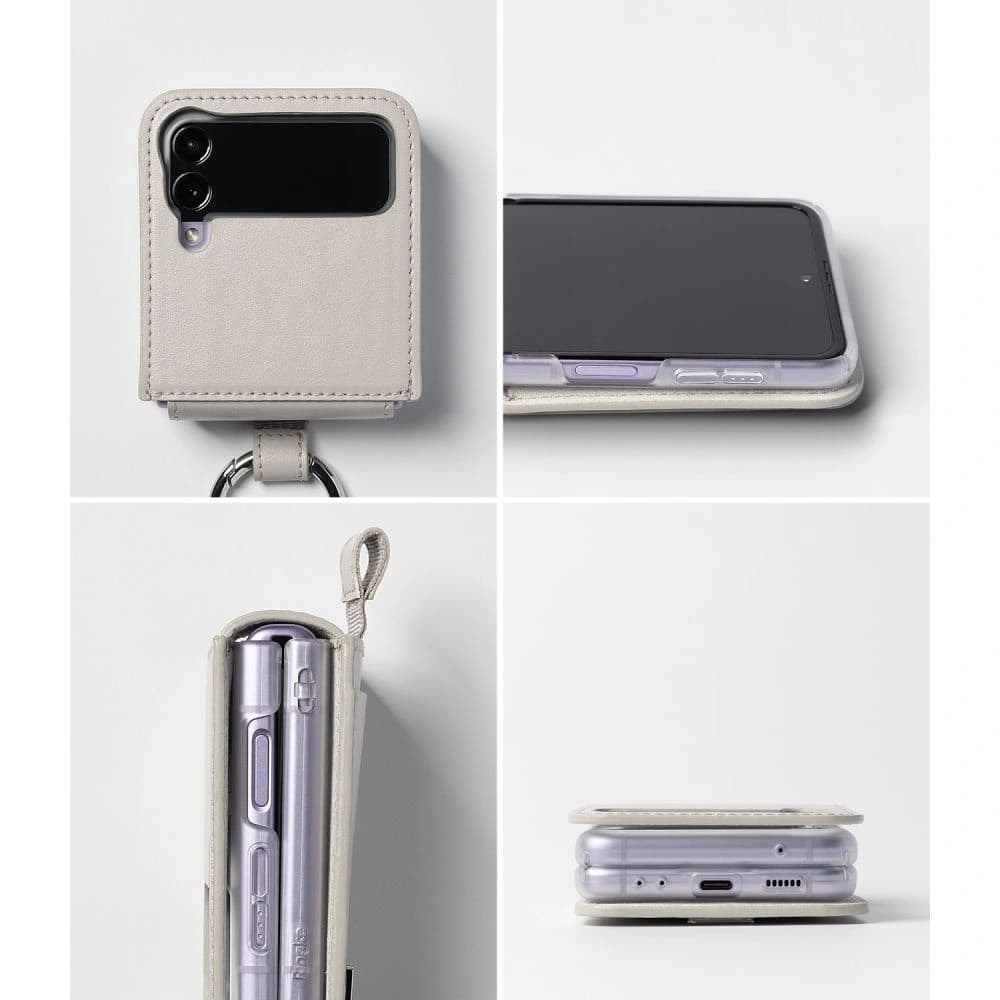Case Ringke Signature Folio Samsung Galaxy Z Flip 4 Taubengrau - 4