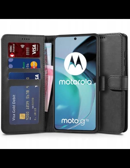 Etui Tech-Protect Wallet Motorola Moto G72 Fekete