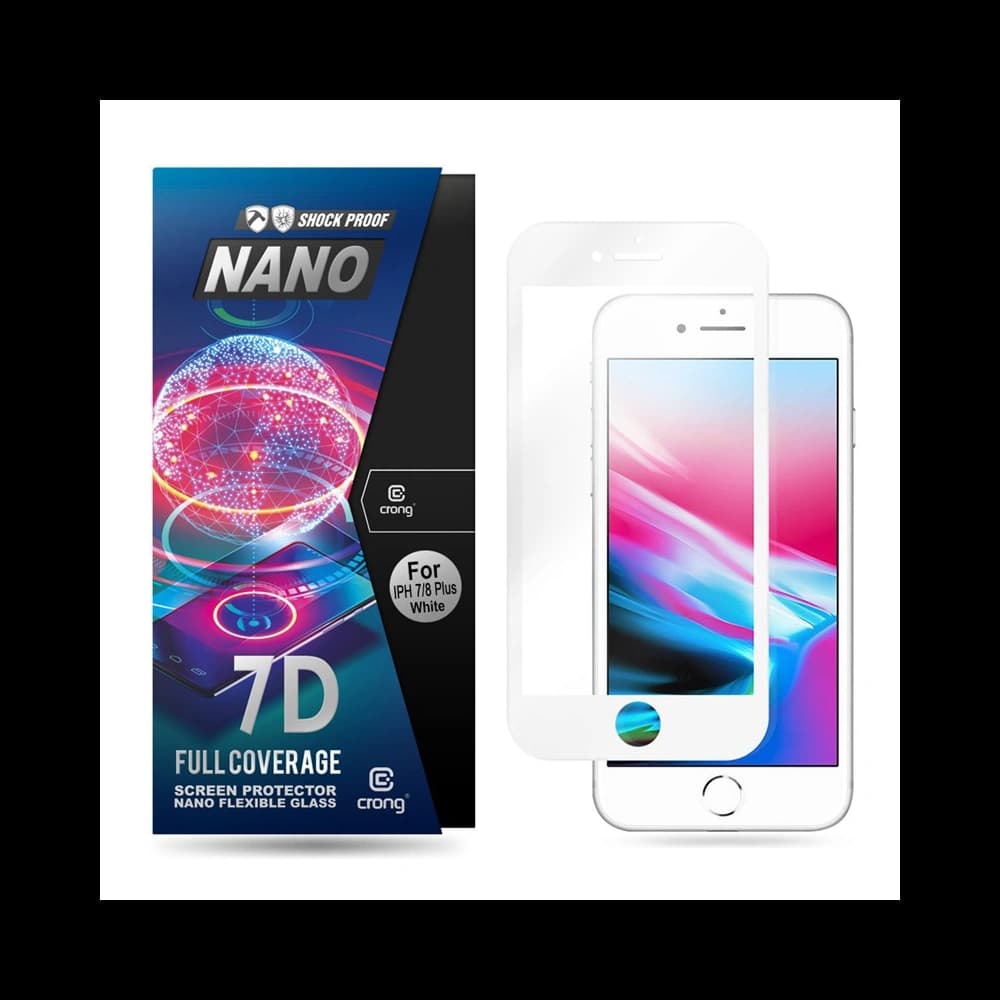 Hybritní sklo Crong 7D Nano Flexibilní sklo Apple iPhone 8/7 Plus (Bílé)