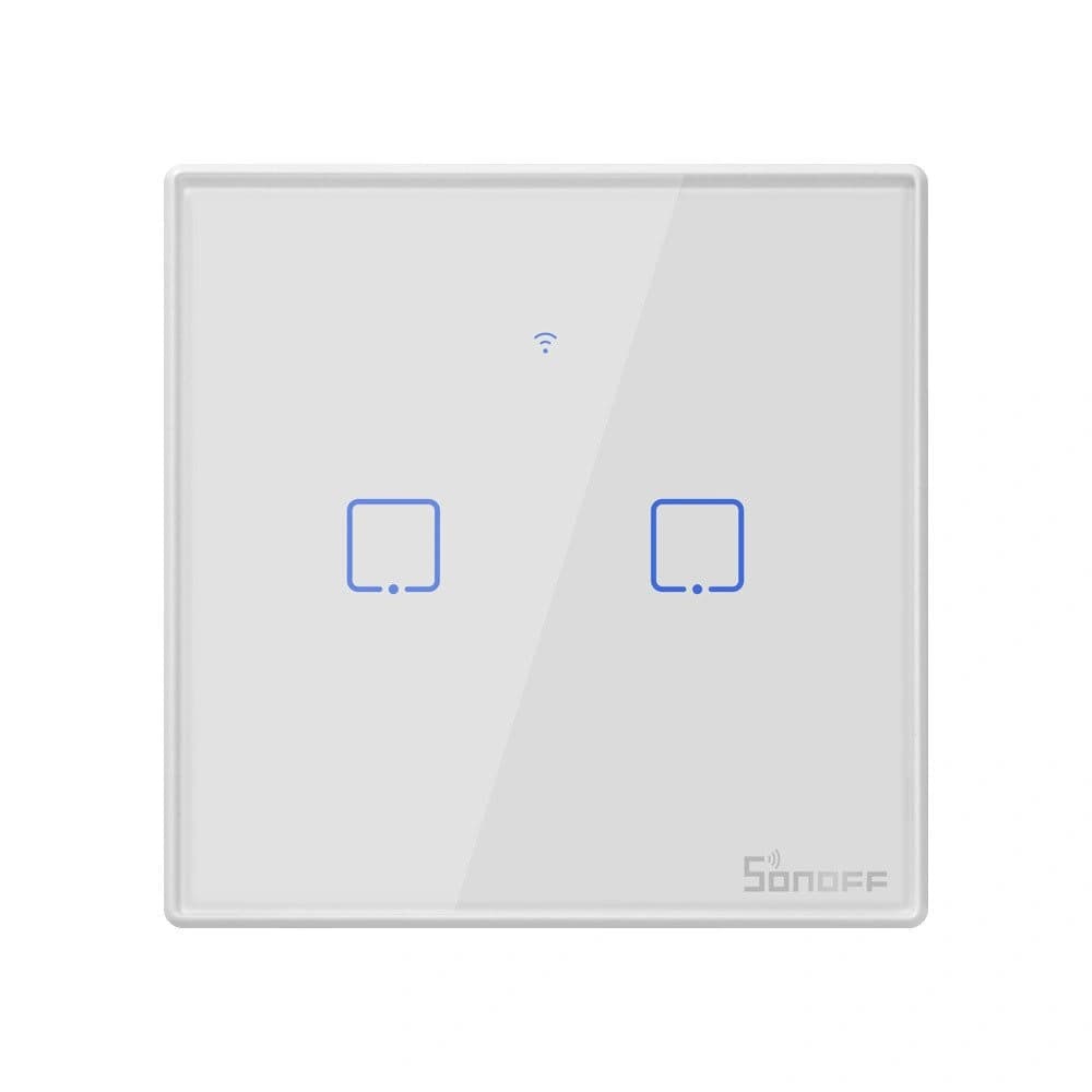 Touch light switch WiFi + RF 433 Sonoff T2 EU TX (2-channel) white