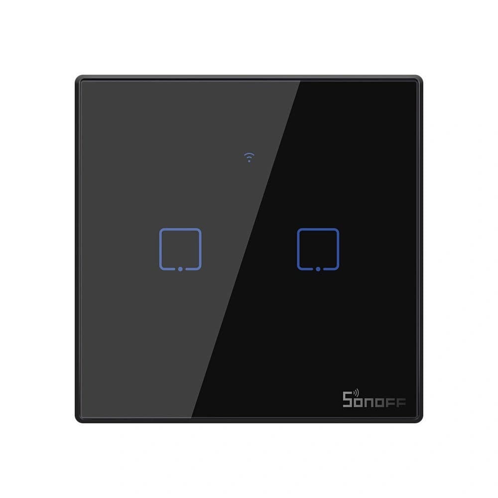 Touch light switch WiFi + RF 433 Sonoff T3 EU TX (2-channel) black