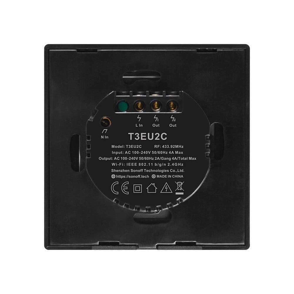Touch light switch WiFi + RF 433 Sonoff T3 EU TX (2-channel) black - 4