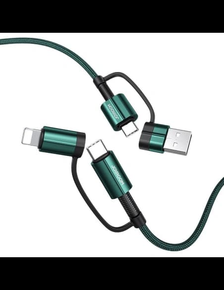 Kabel Joyroom 4w1 USB-C/USB-A - USB-C/Lithtning Quick Charge Power Delivery 3 A 60 W 1,2 m grün (S-1230G3)