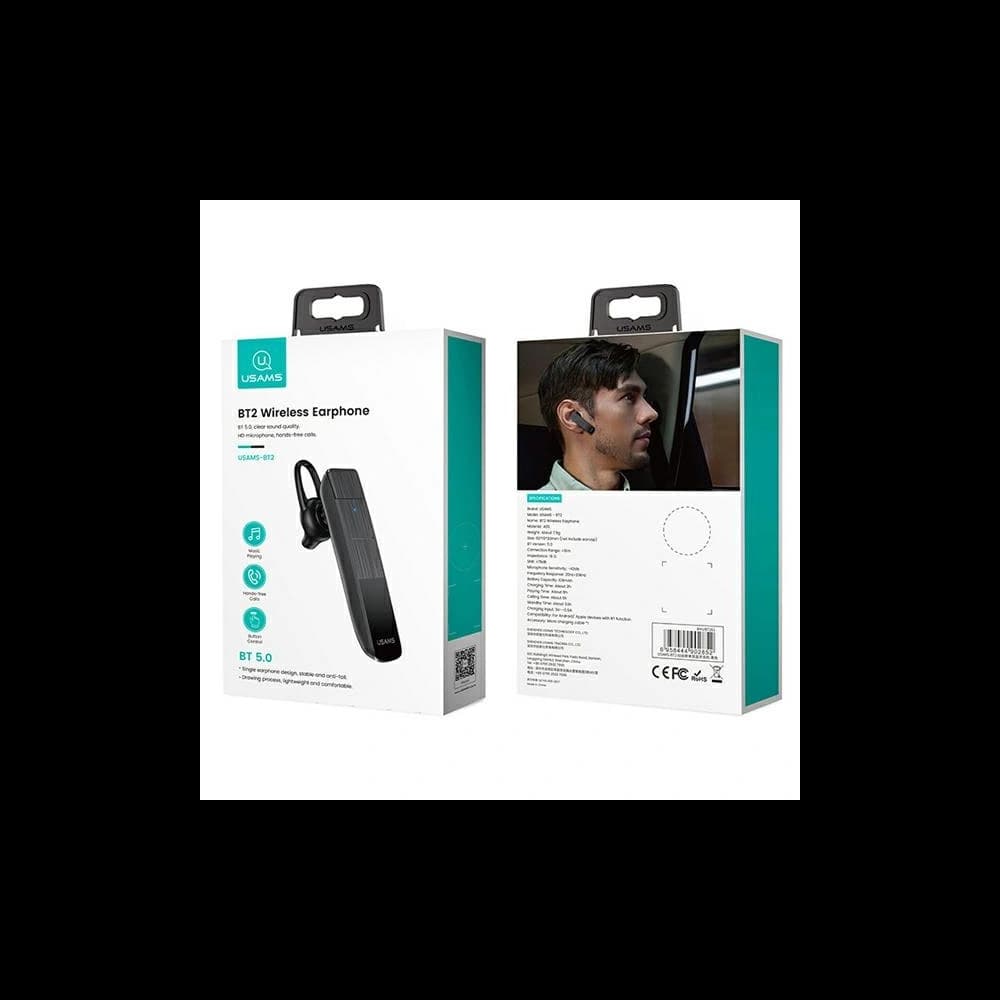 USAMS 5.0 BT2 fekete Bluetooth fülhallgató BHUBT201 (USAMS-BT2) - 9
