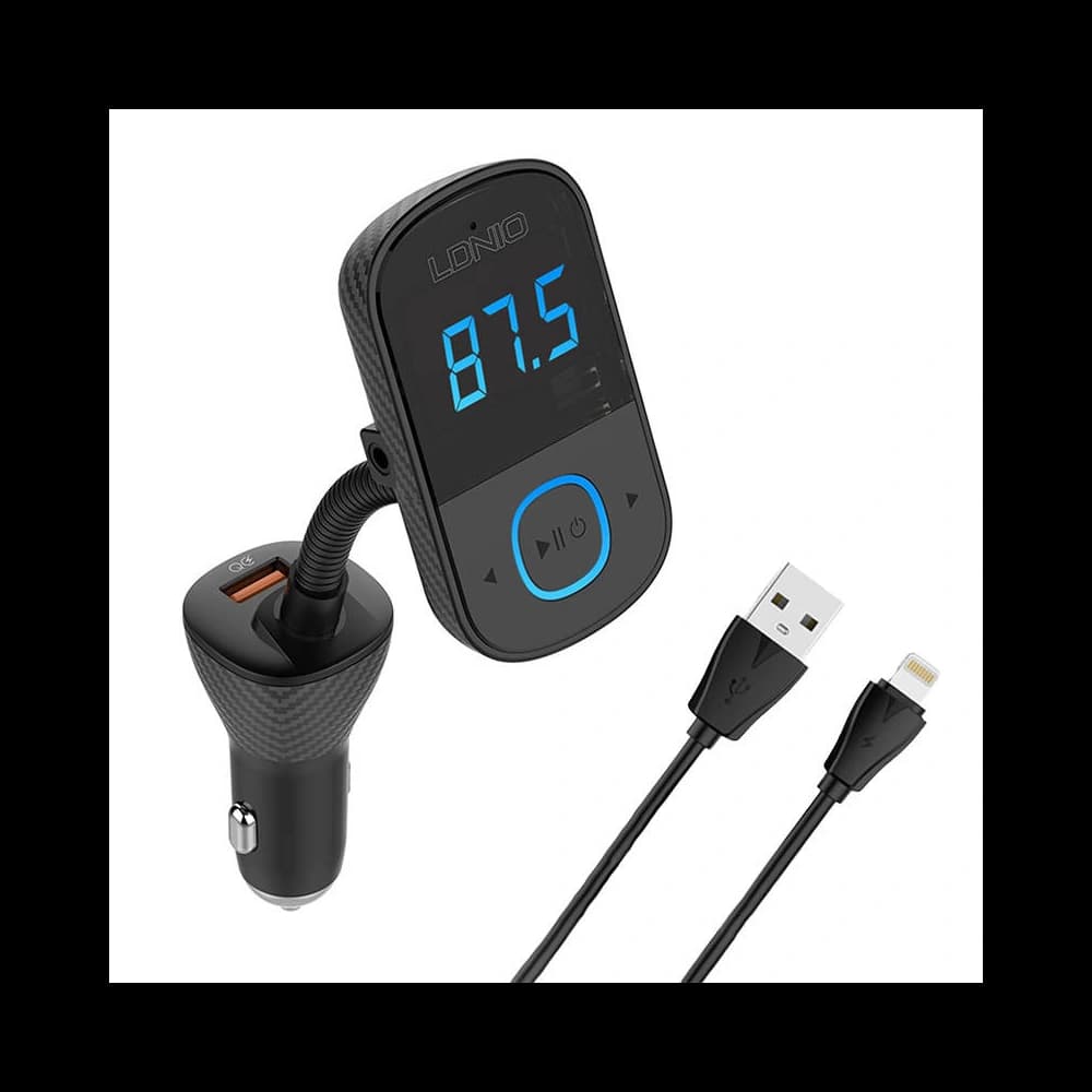 FM adó LDNIO C705Q Bluetooth 2xUSB-A, USB-C + Lightning kábel