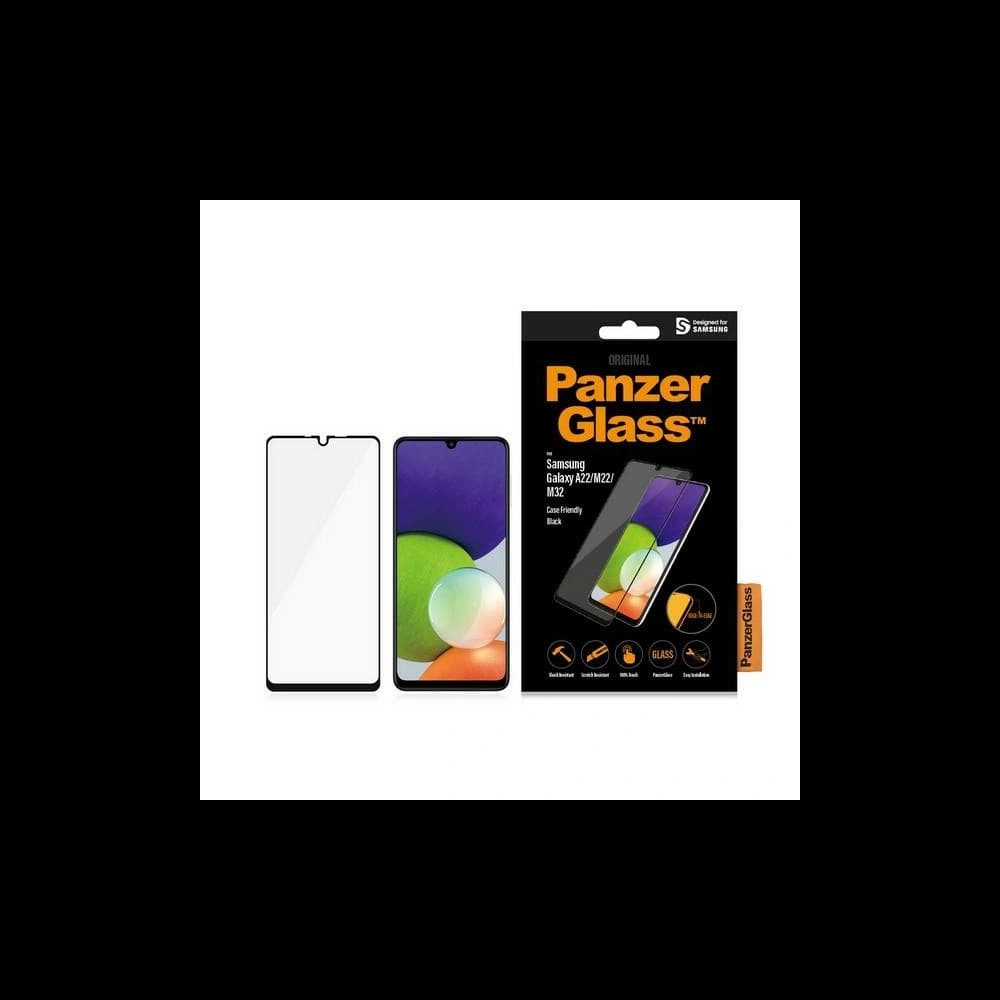 Sticlă securizată PanzerGlass E2E Regular Samsung Galaxy A22 4G/M22/M32 Case Friendly negru/black 7278