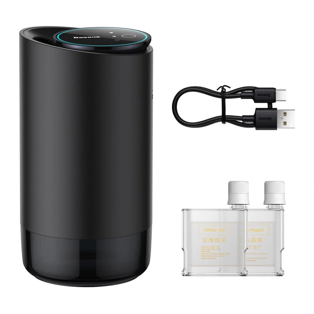 Automobilový osvěžovač vzduchu Baseus černý (bílý čaj / šťavnatý broskev) + kabel USB-C 1m - 9