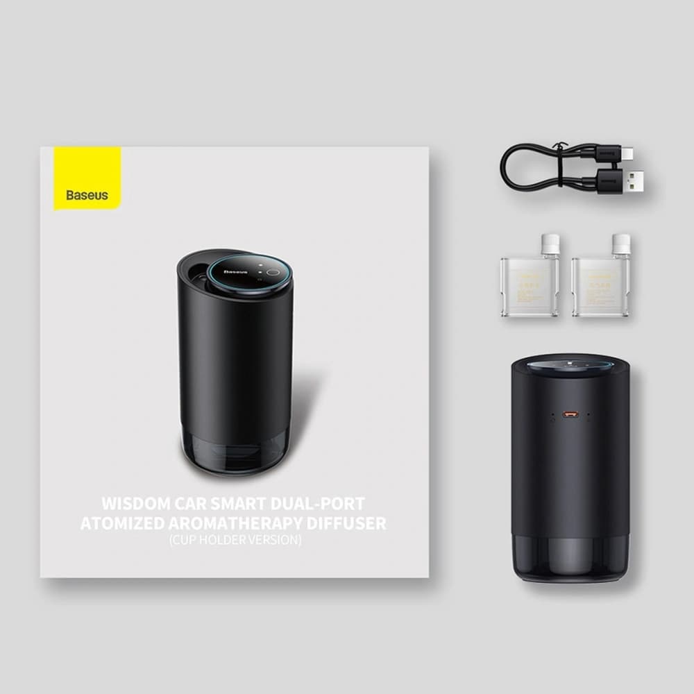 Automobilový osvěžovač vzduchu Baseus černý (bílý čaj / šťavnatý broskev) + kabel USB-C 1m - 23