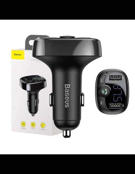 Transmițător FM Baseus T tip Bluetooth 2xUSB microSD (negru)