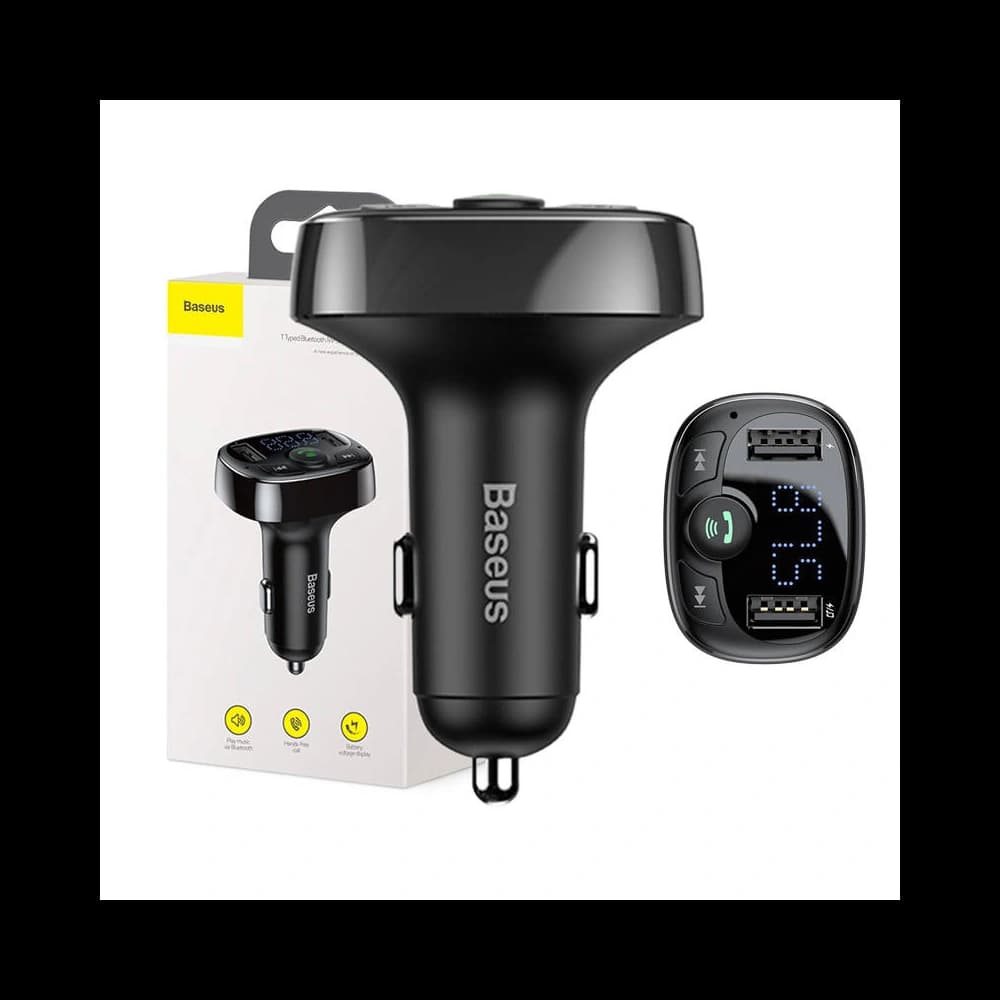 Transmițător FM Baseus T tip Bluetooth 2xUSB microSD (negru)