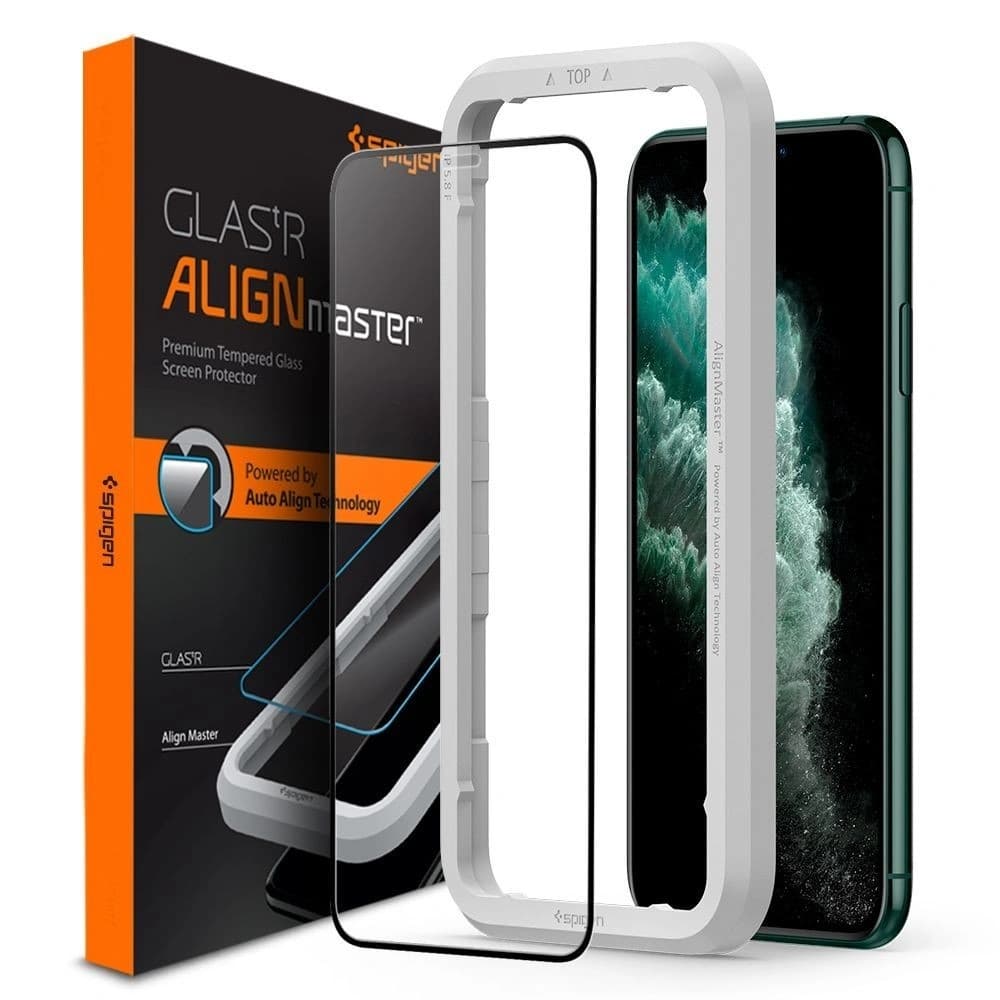 Gehärtetes Glas Spigen GLAS.tR AlignMaster Apple iPhone 11 Pro Max Schwarz