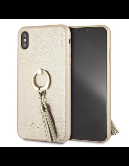 Etui Guess GUHCI65RSSABE Apple iPhone XS Max bej hardcase Saffiano cu suport pentru deget