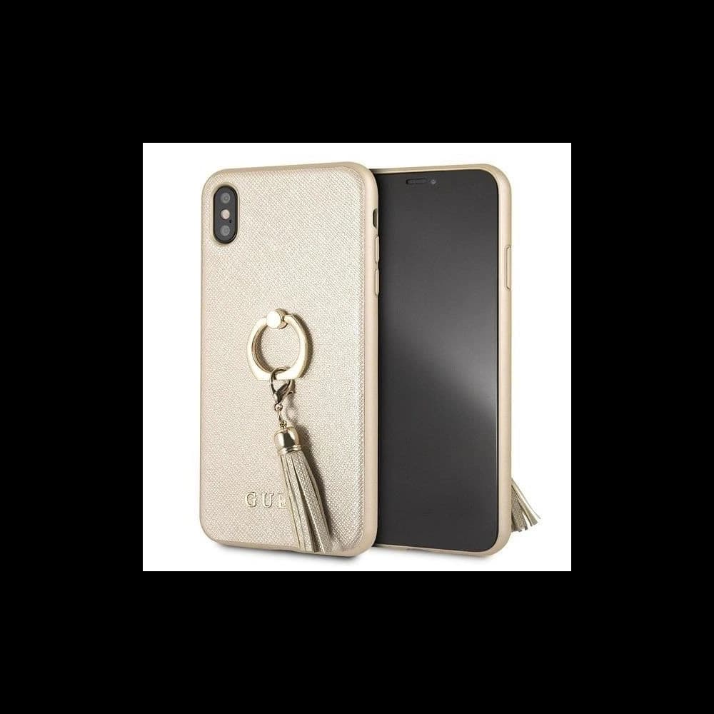Etui Guess GUHCI65RSSABE Apple iPhone XS Max bej hardcase Saffiano cu suport pentru deget - 1