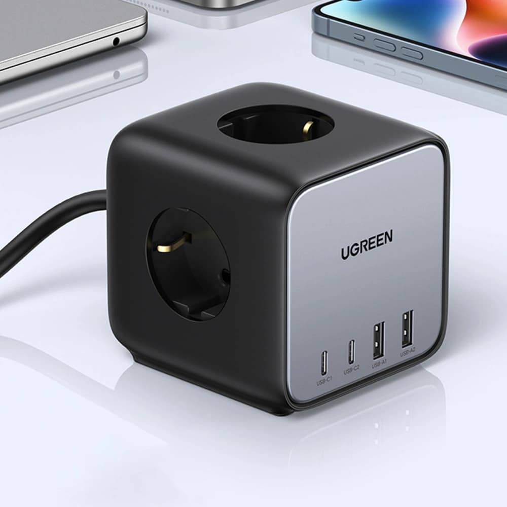 UGREEN CD268 Power Strip Cube 65W USB-A/USB-C + 3x AC black - 8