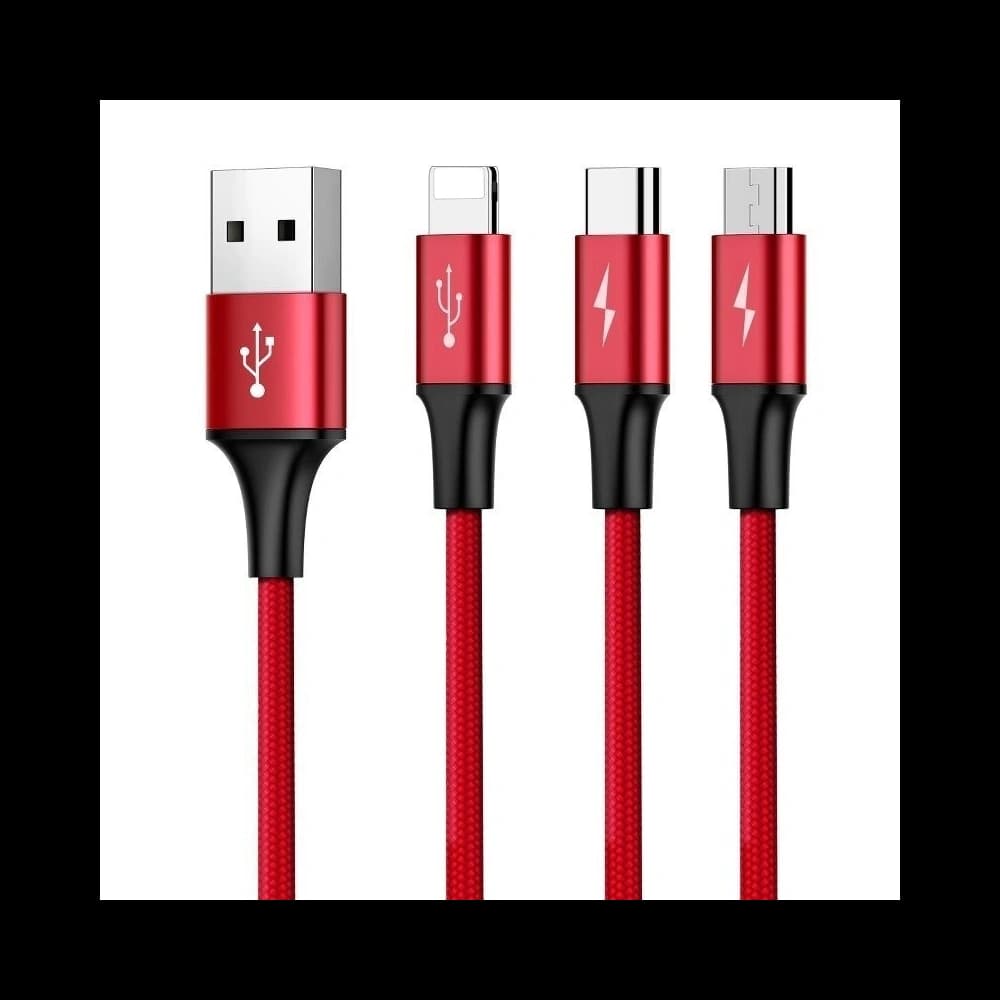 Kabel USB Baseus Rapid 3w1 Typ C / Lightning / Micro 3A 1,2M - červený - 4