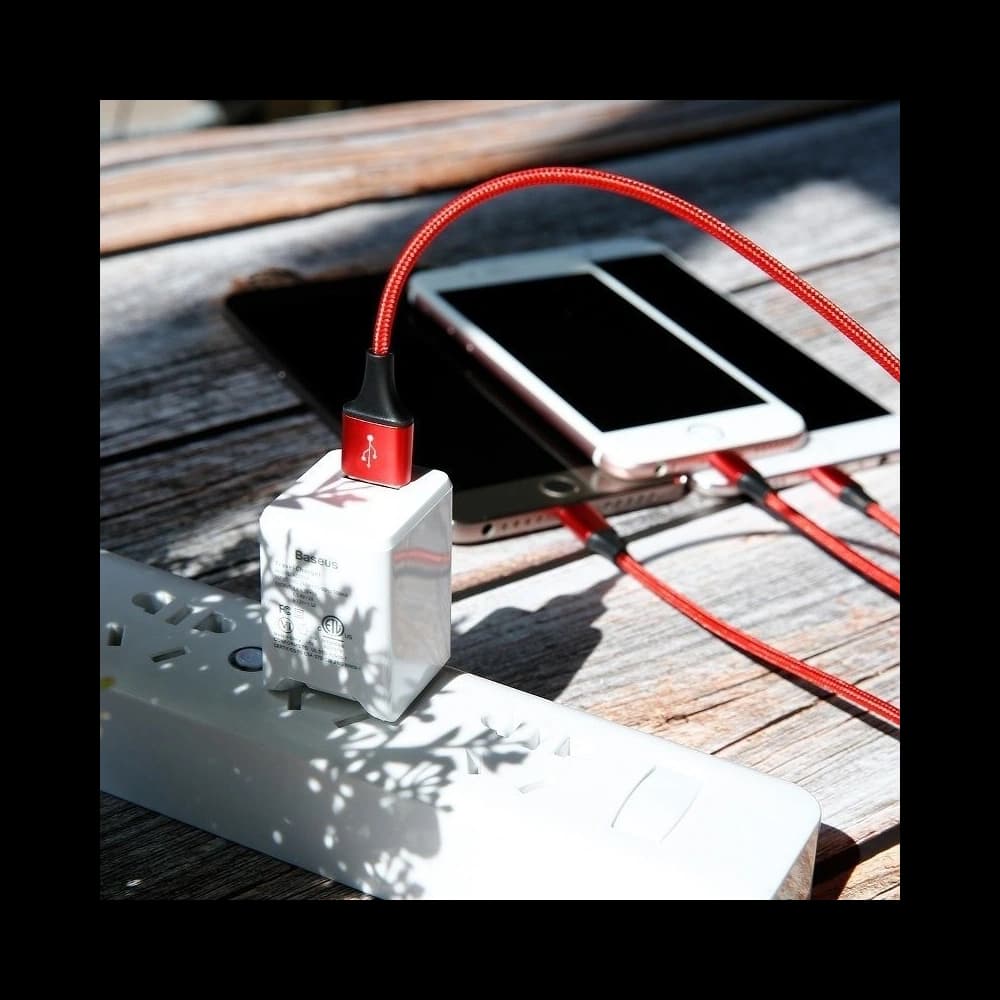 Kabel USB Baseus Rapid 3w1 Typ C / Lightning / Micro 3A 1,2M - červený - 6