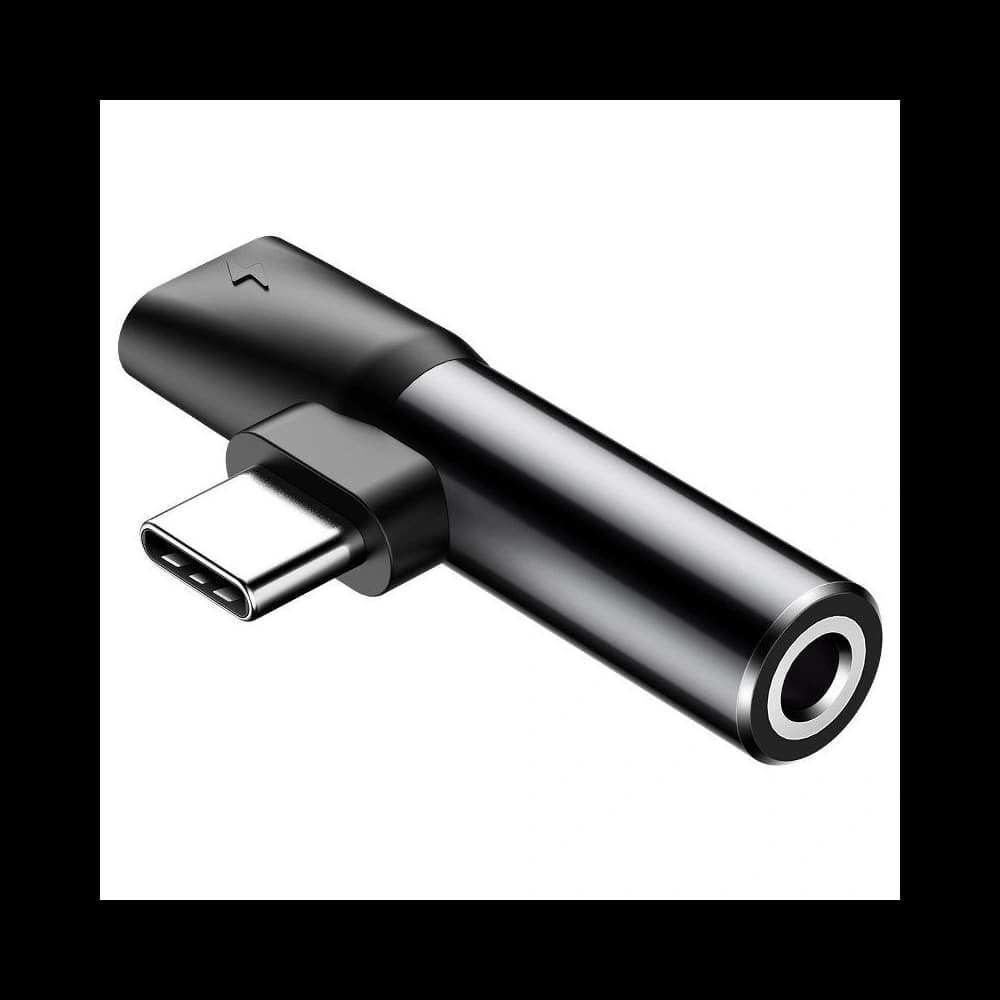 Adaptér Audio Baseus USB-C na Mini Jack 3.5mm + USB-C (černý)