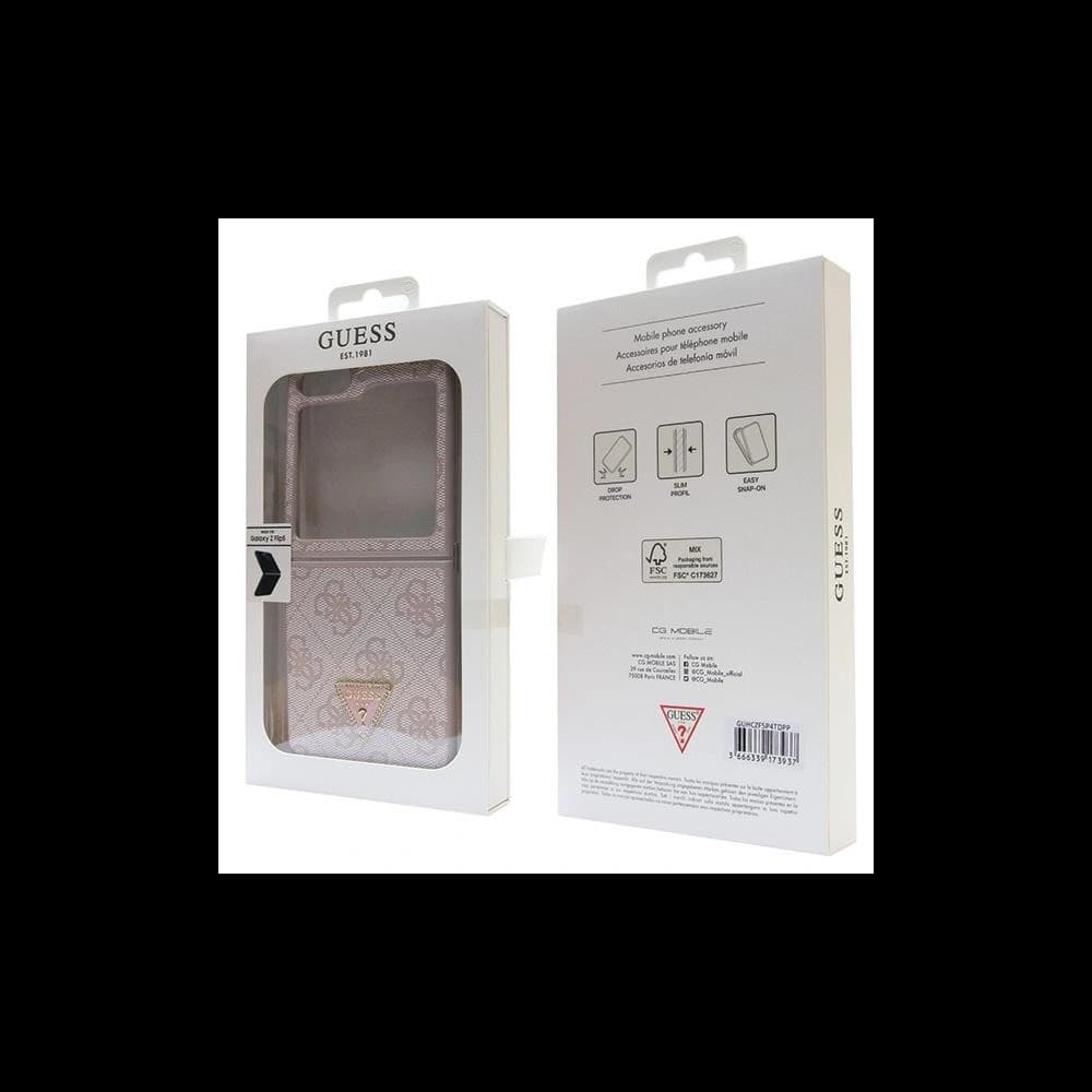 Etui Guess GUHCZF5P4TDPP Samsung Galaxy Z Flip 5 kemény tok Bőr 4G Háromszög Strassz rózsaszín/pink - 8