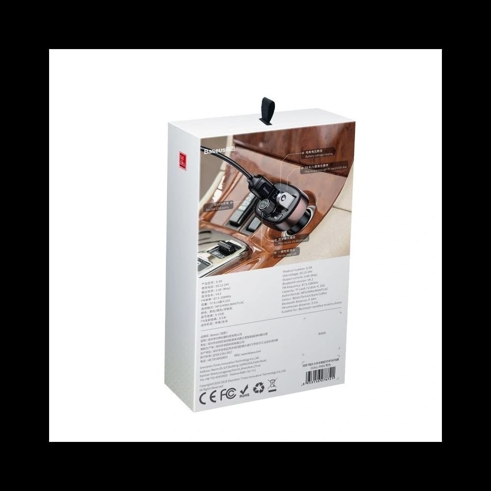 Baseus Transmițător FM cu Bluetooth USB microSD (albastru) - 8