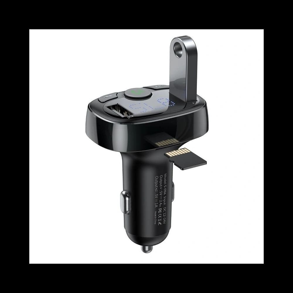 Transmițător FM Baseus T tip Bluetooth 2xUSB microSD Negru - 2