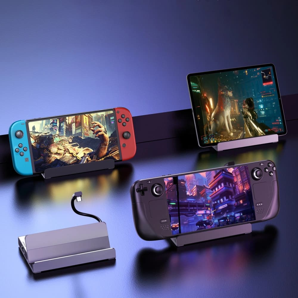 Choetech HUB M52 pentru Valve Steam Deck Adaptor LCD / OLED USB-C / USB-C PD, USB-A, HDMI, RJ45 gri - 5