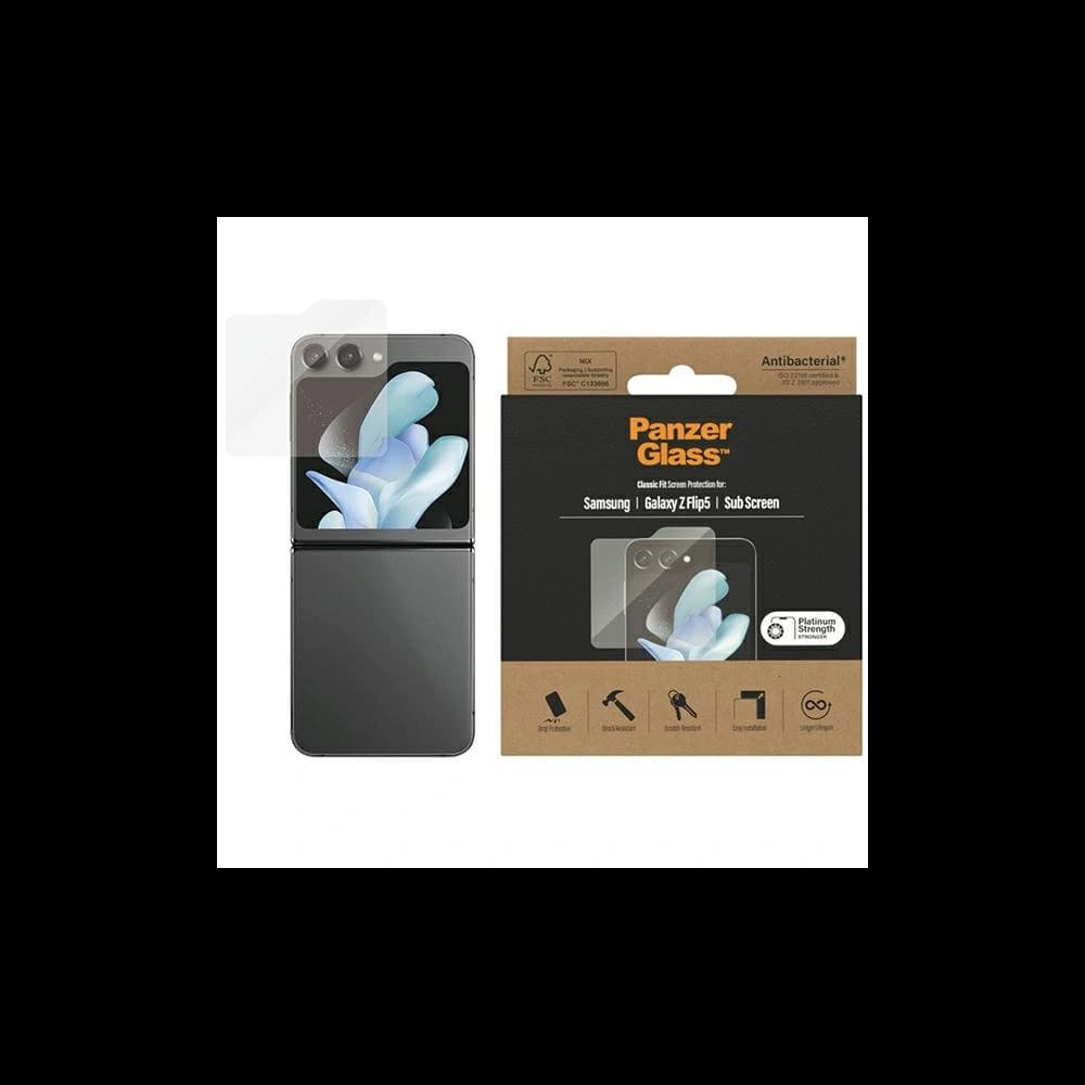 Edzett üveg PanzerGlass Classic Fit Samsung Galaxy Z Flip5 kijátszó védelem antibakteriális