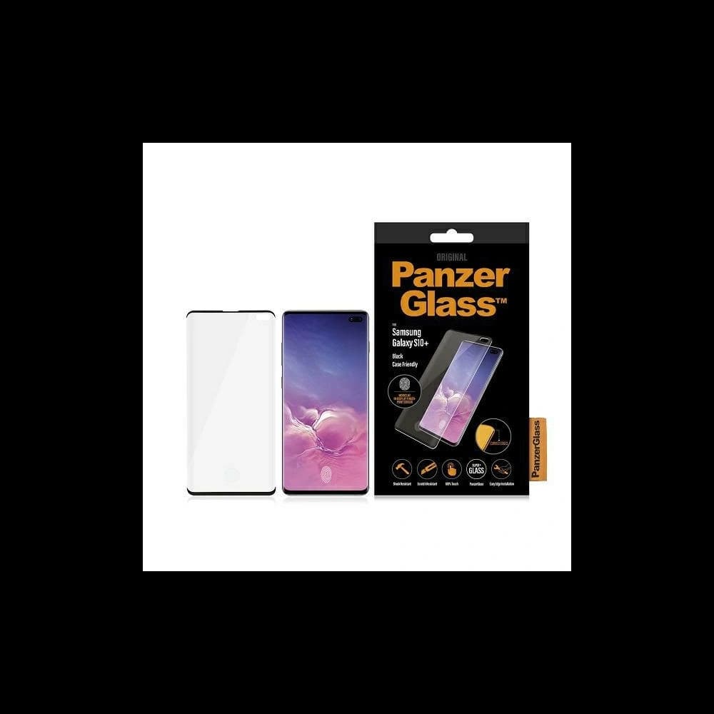 Gehärtetes Glas PanzerGlass Curved Super+ Samsung Galaxy S10+ Plus Case Friendly Finger Print schwarz