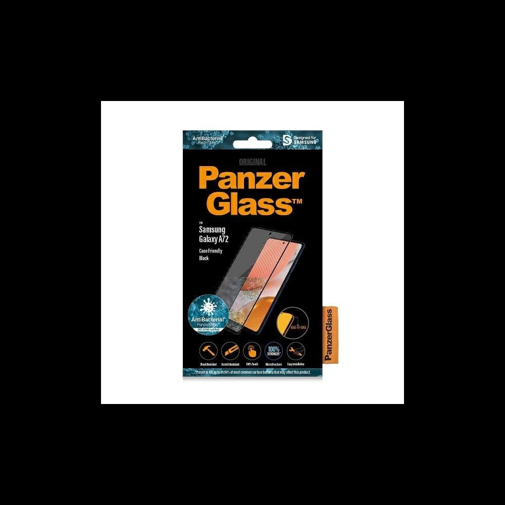 Edzett üveg PanzerGlass E2E Microfracture Samsung Galaxy A72 Case Friendly Antibakteriális fekete - 3