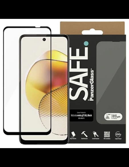 Gehärtetes Glas SAFE von PanzerGlass Motorola Moto G73 5G Bildschirm-Schutz Ultra-Wide Fit schwarz