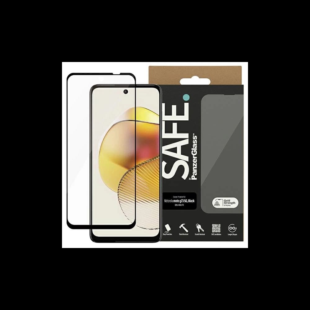 Gehärtetes Glas SAFE von PanzerGlass Motorola Moto G73 5G Bildschirm-Schutz Ultra-Wide Fit schwarz