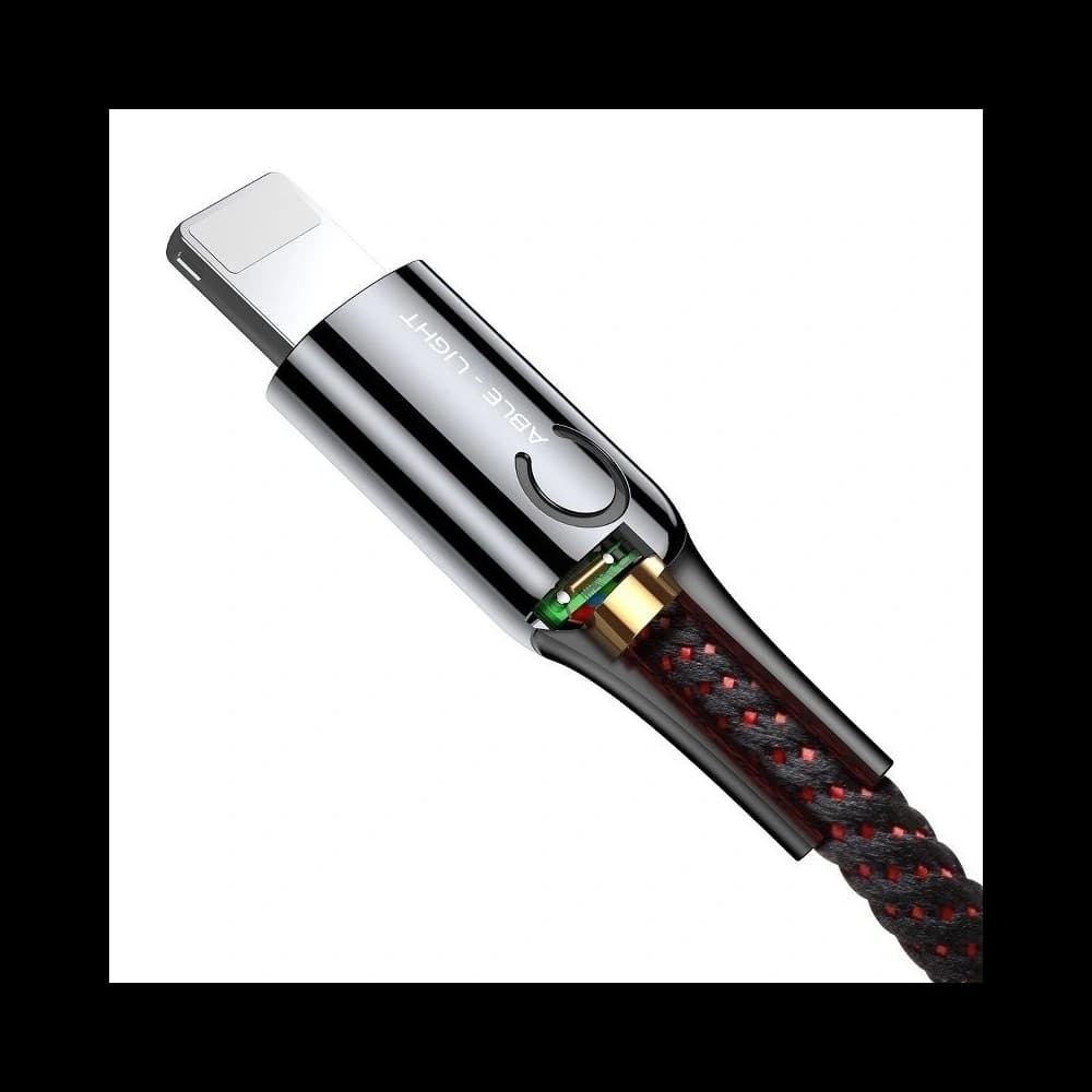 Kabel USB Lightning s LED diodou Baseus C-shaped 2.4A 1m (černý) - 3