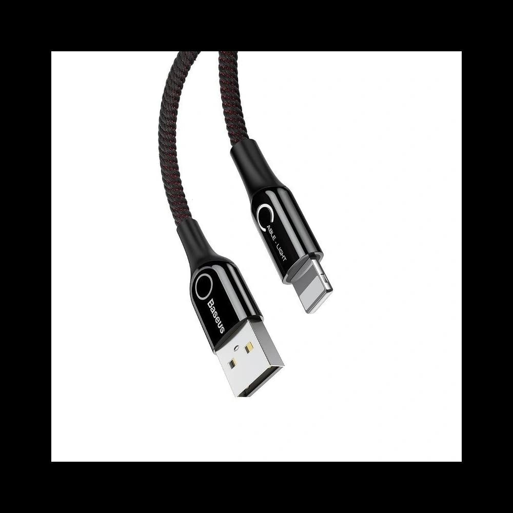 Kabel USB Lightning s LED diodou Baseus C-shaped 2.4A 1m (černý) - 4