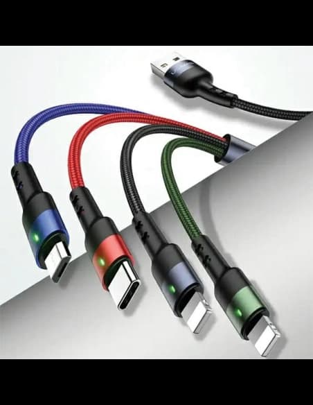 Kabel 4w1 USAMS US-SJ317 USB-A / microUSB, USB-C, 2xLightning Fast Charge 2A 1.2m