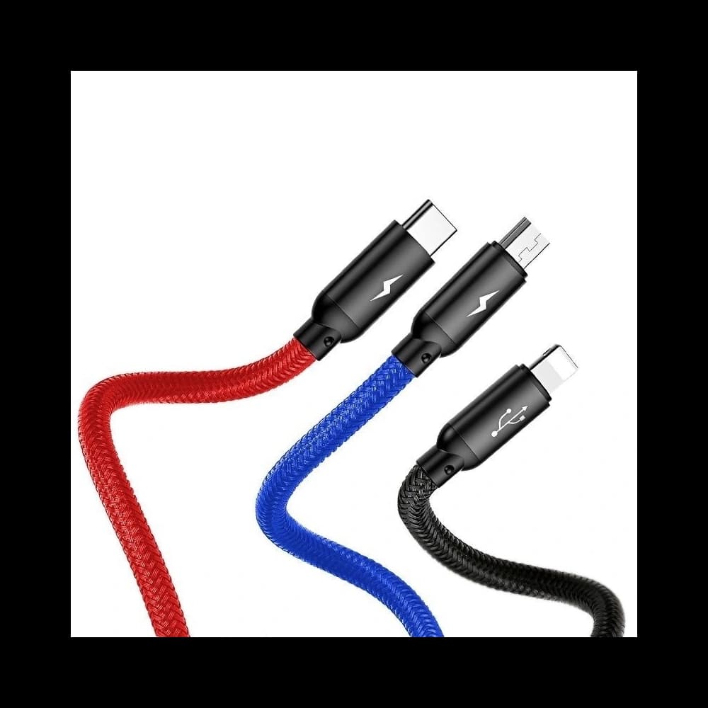 USB kábel Baseus 3w1 USB-C / Lightning / Micro 3A 1,2m ( fekete) - 4