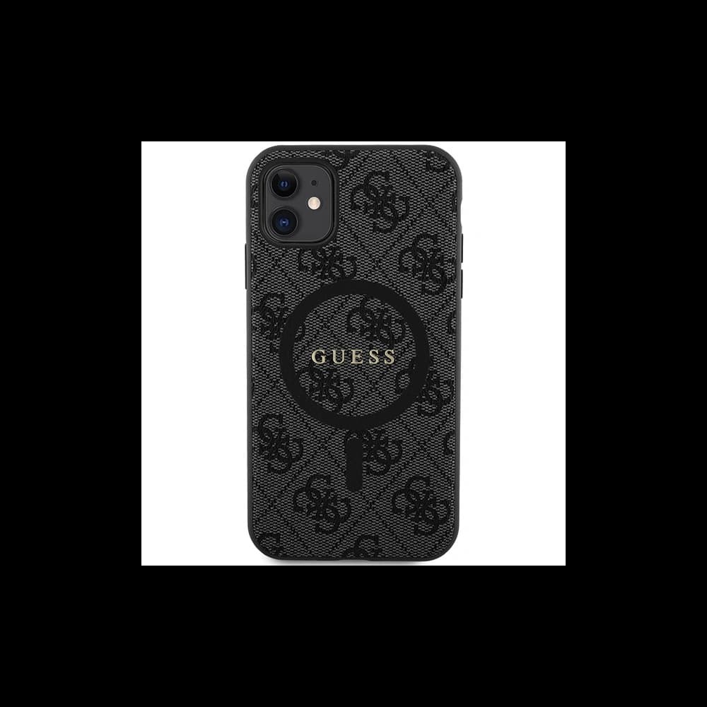 Guess GUHMN61G4GFRK Apple iPhone 11 / XR hardcase 4G Collection Leather Metal Logo MagSafe black - 3