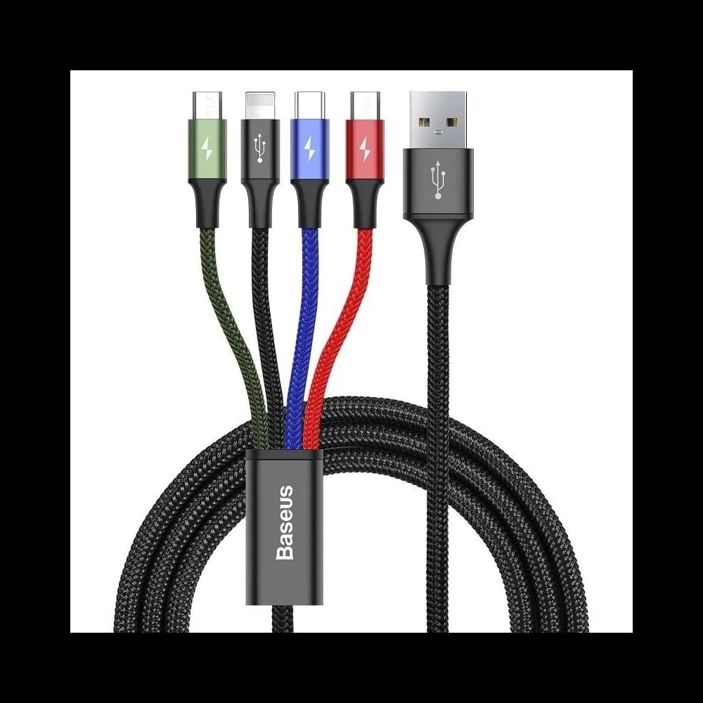 Cablu USB Baseus Fast 4w1 USB-C / Lightning / 2x Micro 3,5A 1,2m (negru)
