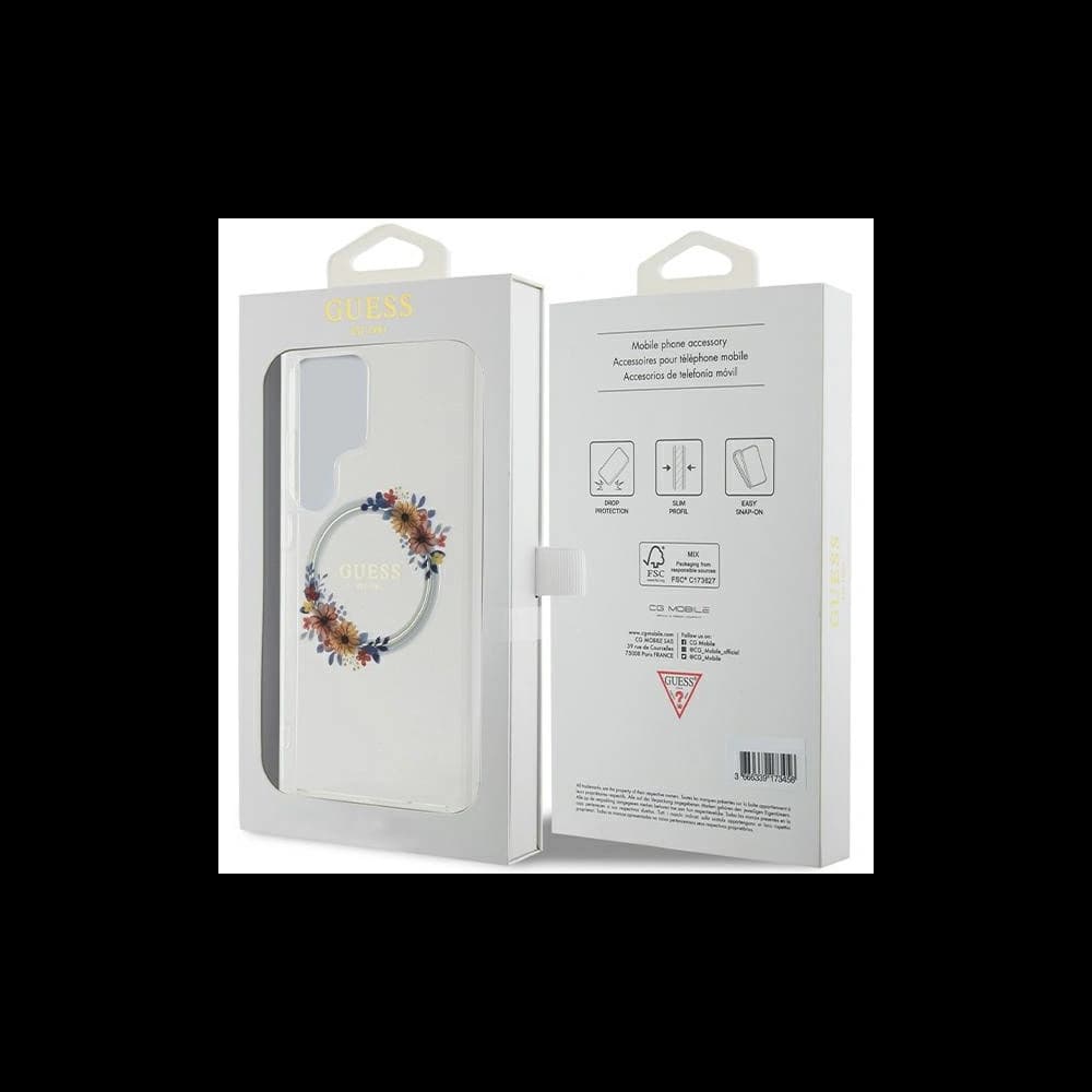 Etui Guess GUHMS24LHFWFCT Samsung Galaxy S24 Ultra hardcase IML Flowers Wreath MagSafe průhledný/transparentní - 8