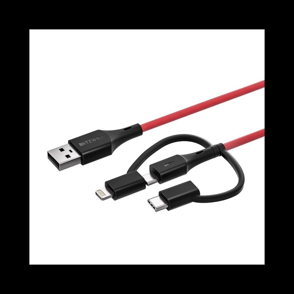 BlitzWolf USB 3-in-1 Kabel BW-MT4, micro USB/USB-C/Blitz, 3A 0,9m - 2