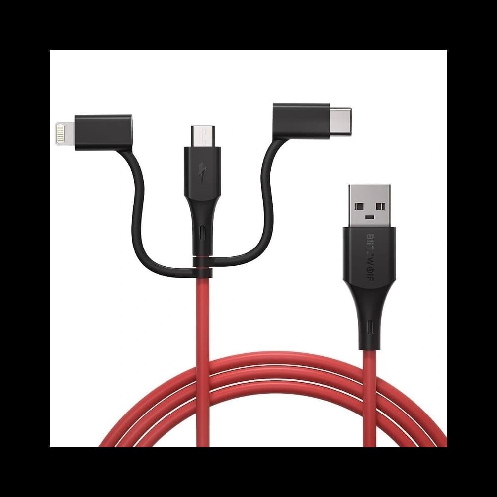 BlitzWolf USB 3-in-1 Kabel BW-MT4, micro USB/USB-C/Blitz, 3A 0,9m - 3